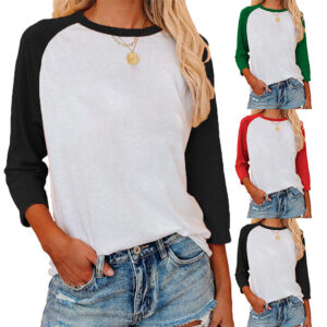 Loose And Personalized Seven Quarter Sleeve Top For Women